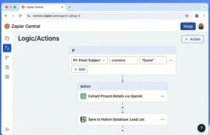 Configuring AI agent logic and automation actions in Zapier Central
