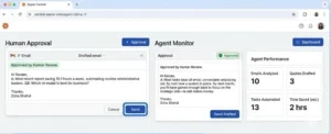 AI agent email draft with human-in-the-loop approval interface
