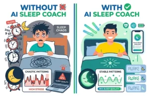 Before and after AI sleep coach results comparison