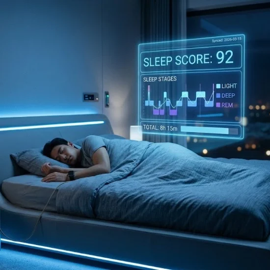 AI sleep coach app showing sleep stages on smartphone 2026
