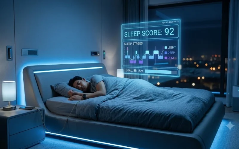 AI sleep coach app showing sleep stages on smartphone 2026