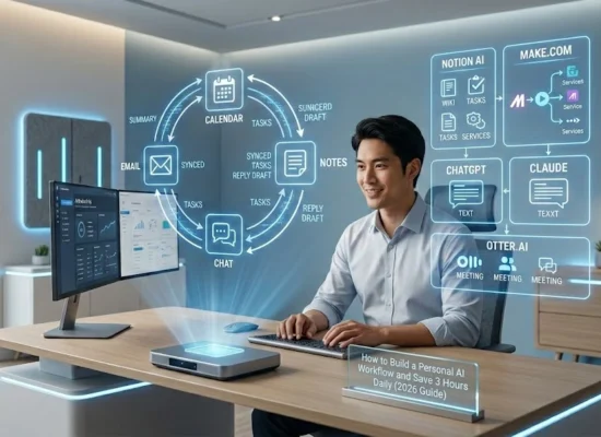 personal AI workflow setup at modern desk 2026