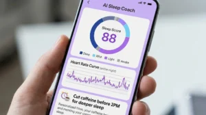 AI sleep score dashboard with personalized recommendations