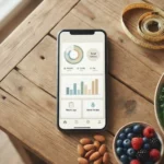 AI nutrition plan app for weight loss shown on smartphone with healthy foods