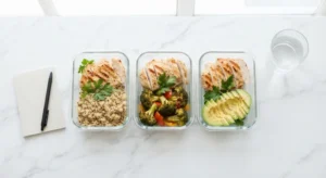 High-protein meal prep containers for AI-based weight loss meal plan